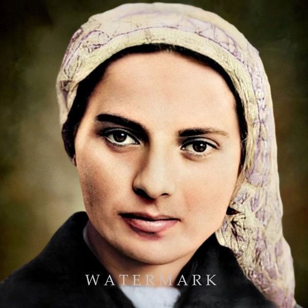 St. Bernadette Soubirous of Lourdes DIGITAL DOWNLOAD Custom Colorized Digital Photo Painting