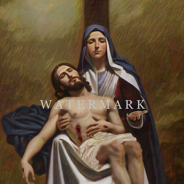 La Pietà - Vierge Marie et Jésus - Notre-Dame des Sept Douleurs, peinture à l'huile numérique personnalisée TÉLÉCHARGEMENT NUMÉRIQUE