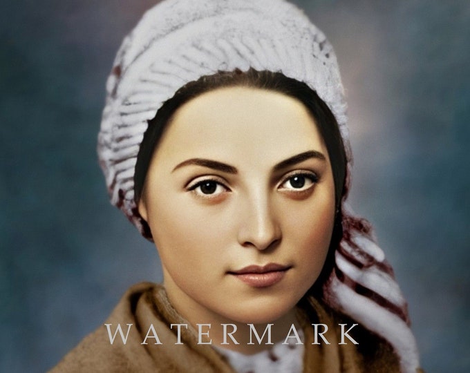 Our Lady of Lourdes and St. Bernadette Muslin Deluxe Swaddle Catholic