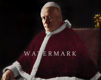 Pintura fotográfica digital personalizada, colorida e restaurada do Papa São Pio X DOWNLOAD DIGITAL
