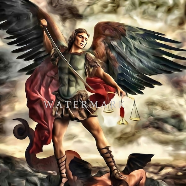 Custom DIGITAL DOWNLOAD Digital Oil Painting of St. Michael the Archangel