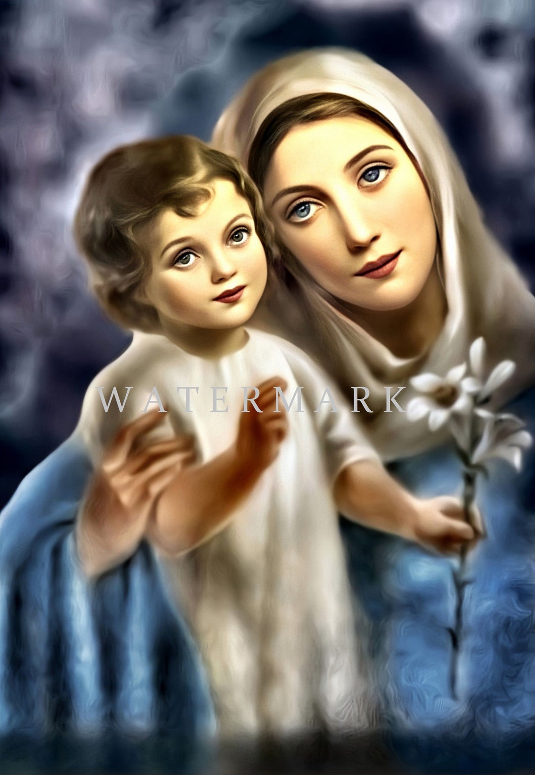 Buy The Most Blessed Virgin Mary and Baby Jesus Custom Digital Oil ...