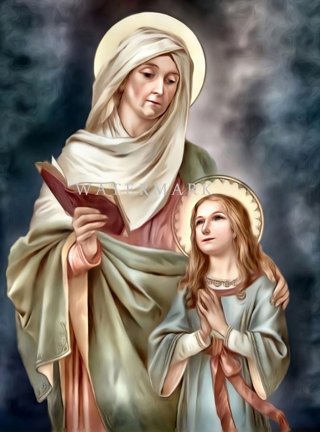 St. Anne With the Child Mary Customized and Restored Digital Oil