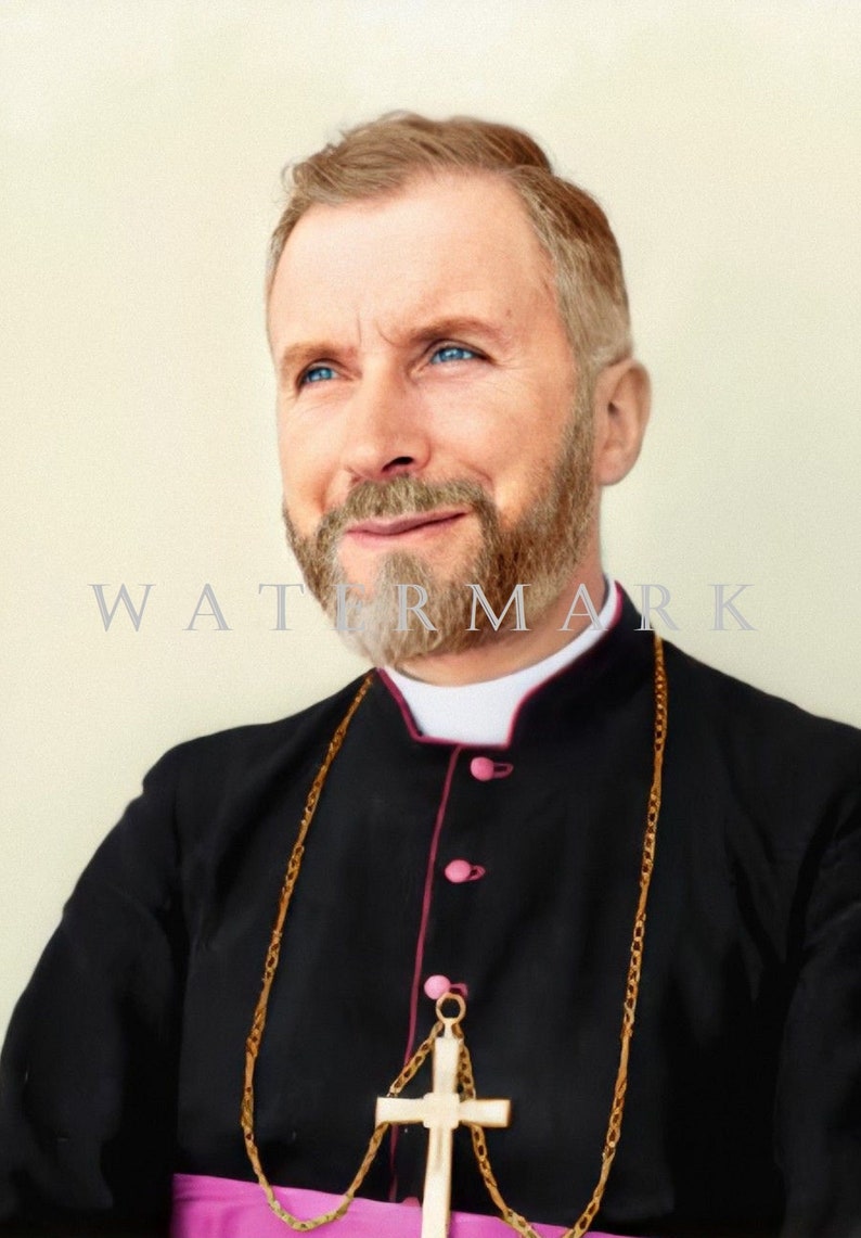 Custom Colorized DIGITAL DOWNLOAD Photo Painting SSPX Catholic Archbishop Marcel Lefebvre image 1