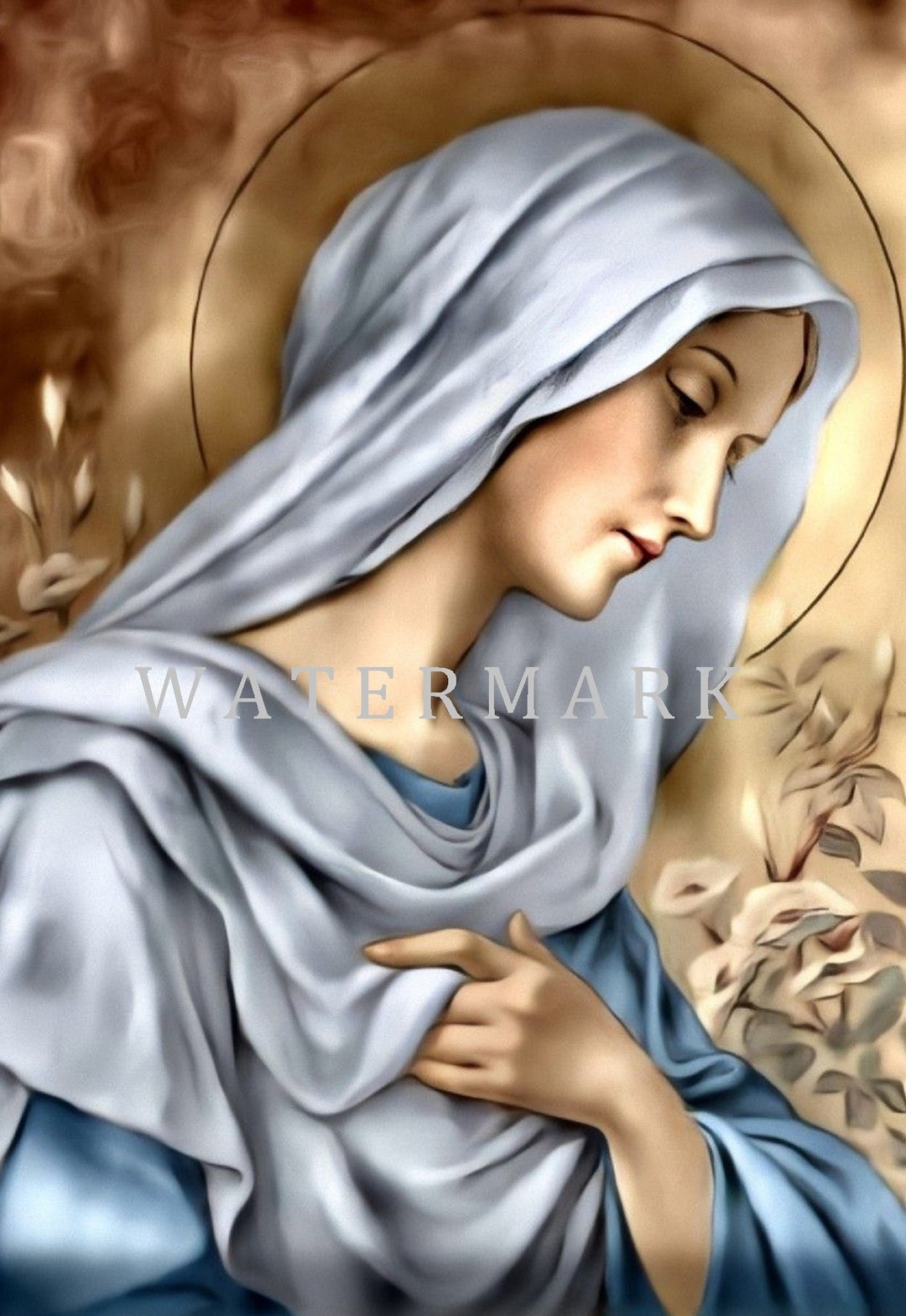 Customized DIGITAL DOWNLOAD Digital Oil Painting of the Blessed Virgin ...