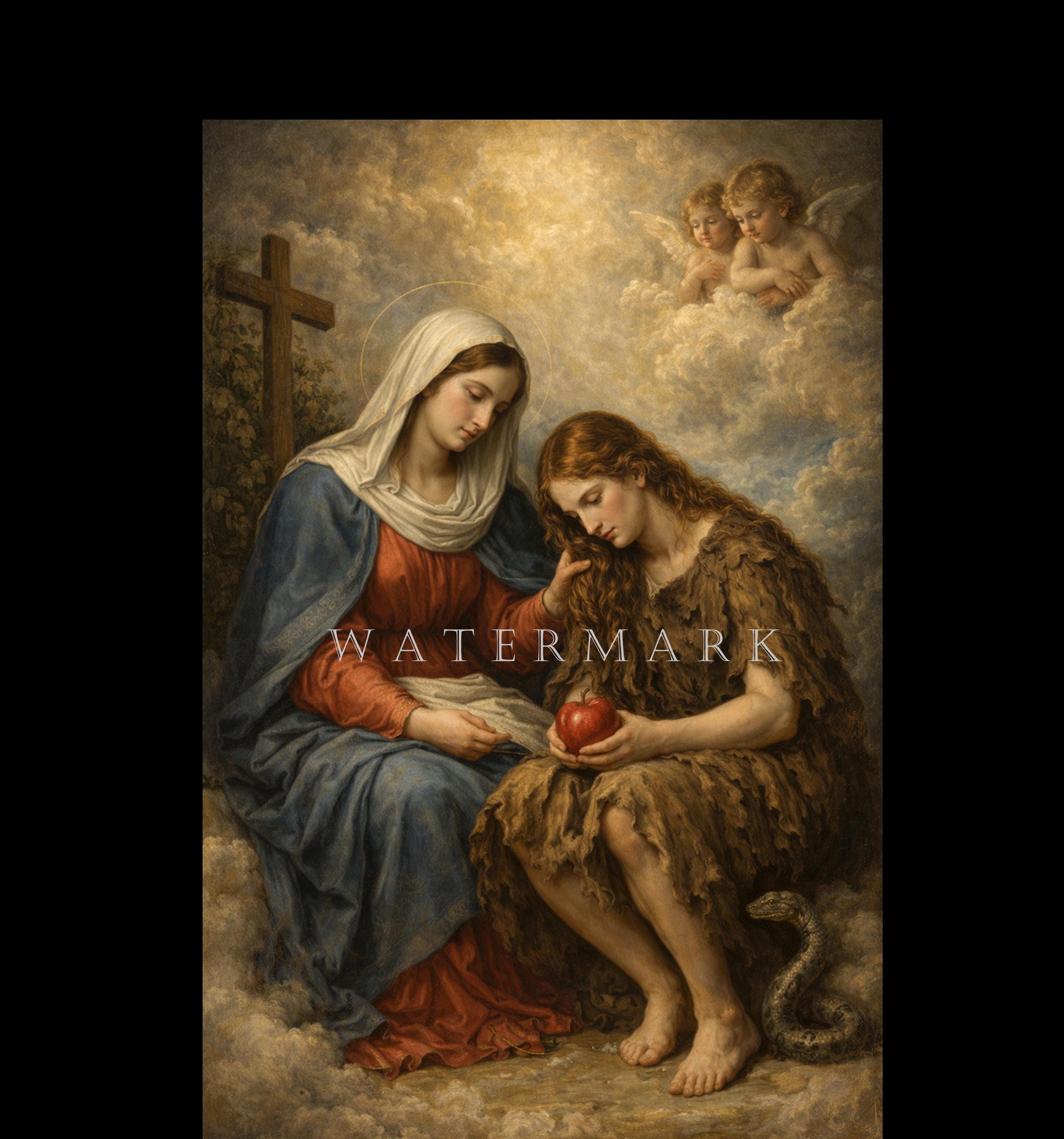 The Most Blessed Virgin Mary Consoling Eve Custom Digital Oil Painting ...
