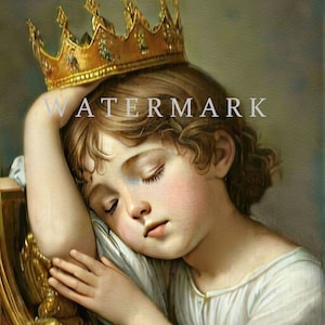 Divine Child King Jesus Sleeping on His Heavenly Throne Custom Digital Oil Painting DIGITAL DOWNLOAD