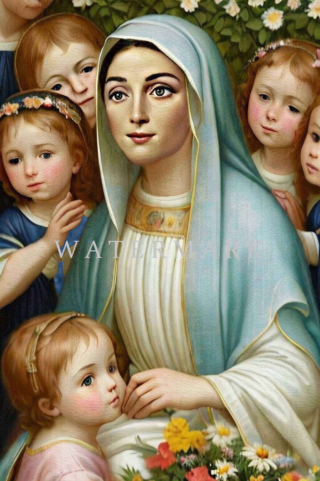 The Most Blessed Virgin Mary With Little Children Custom Digital Oil ...