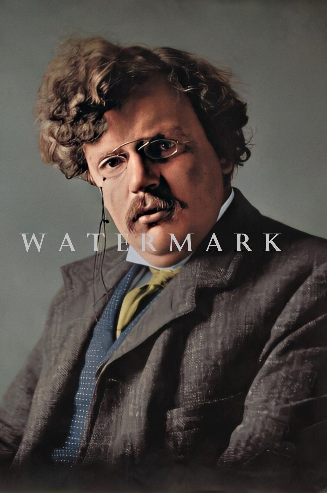 Custom DIGITAL DOWNLOAD Colorized Photo Painting Catholic Author G.K ...