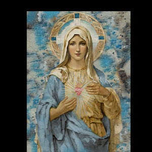 Pintura al óleo digital personalizada El Inmaculado Corazón de María DESCARGA DIGITAL