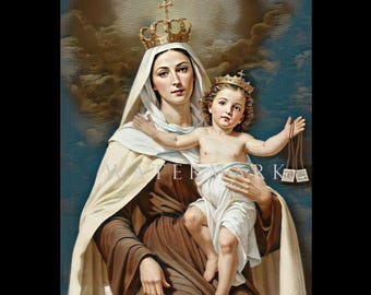 Our Lady of Mount Carmel Custom Digital Oil Painting DIGITAL DOWNLOAD