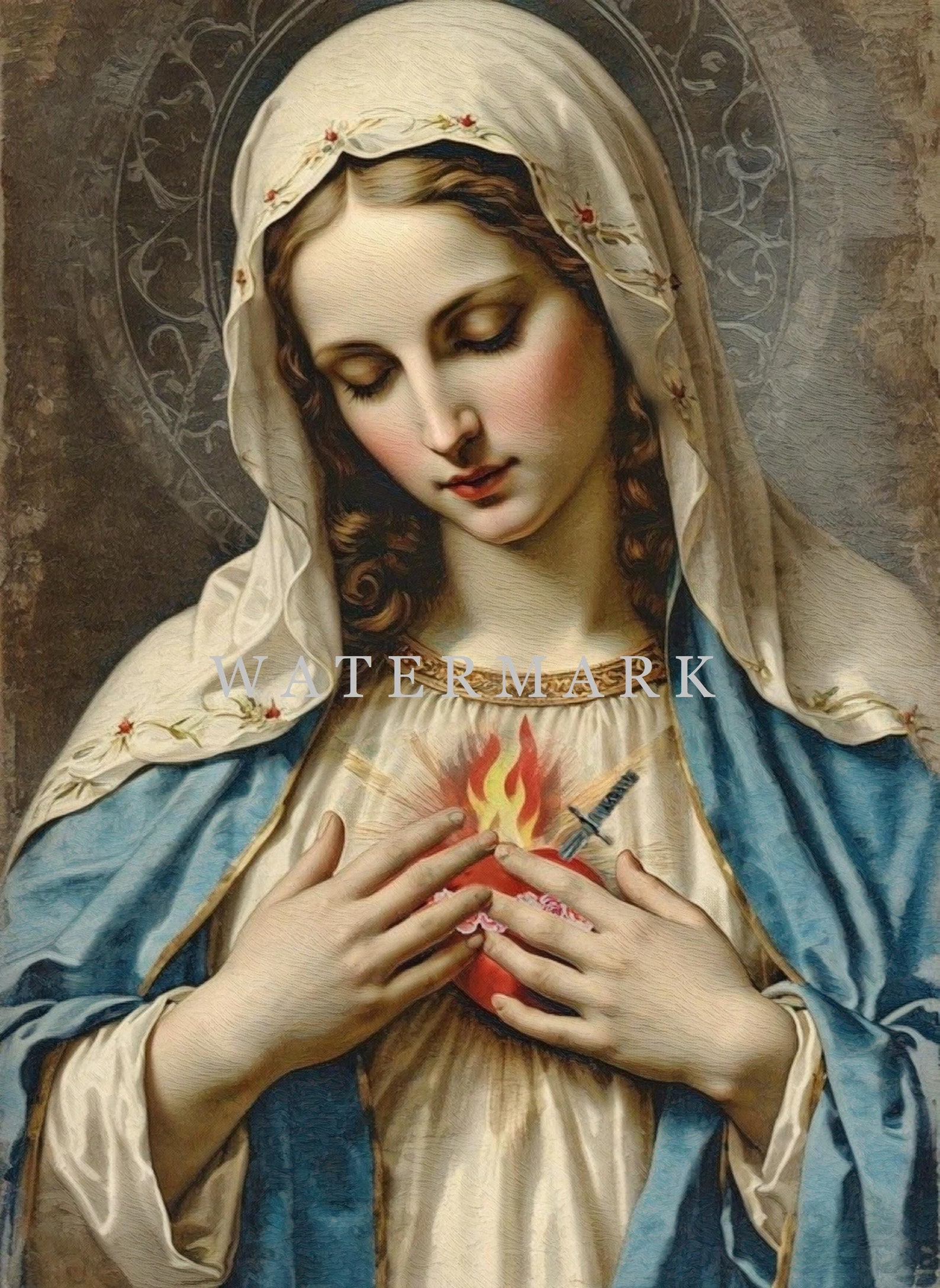 The Immaculate Heart of Mary Custom Digital Oil Painting DIGITAL ...