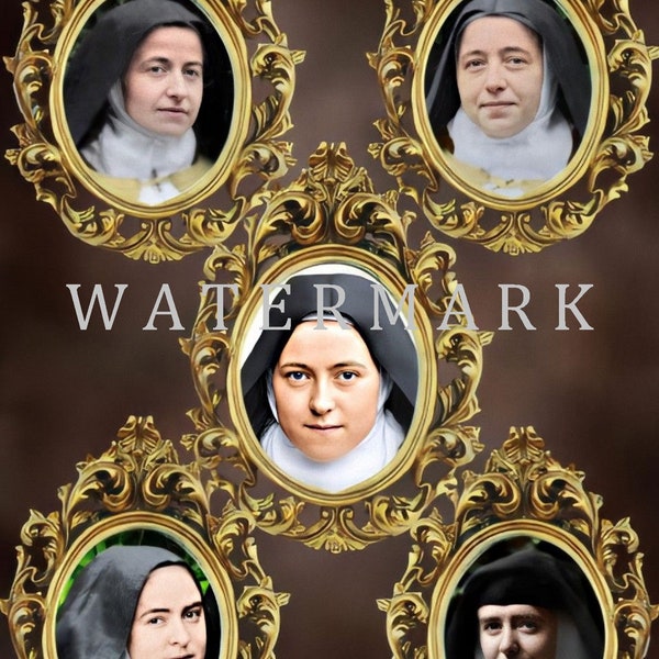 Custom Created St. Therese of Lisieux with Her Sisters Pauline, Marie, Celine and Leonie DIGITAL DOWNLOAD Colorized Digital Photo Painting