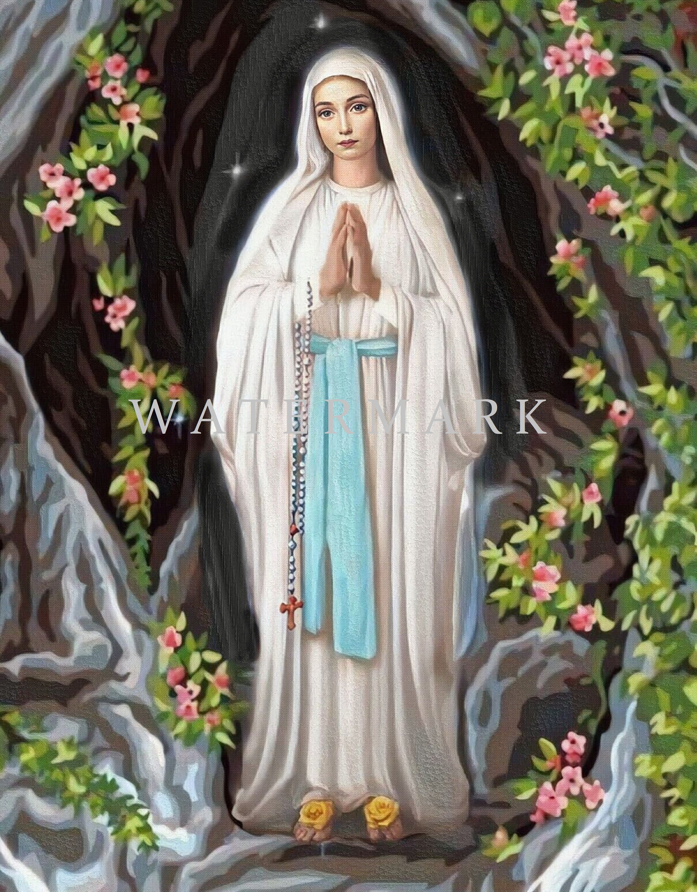 Our Lady of Lourdes - The Most Blessed Virgin Mary Custom Digital Oil Painting DIGITAL DOWNLOAD