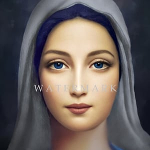 Customized Colorized DIGITAL DOWNLOAD Digital Photo Painting of the Blessed Virgin Mary