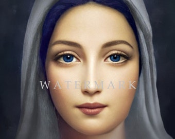 Customized Colorized DIGITAL DOWNLOAD Digital Photo Painting of the Blessed Virgin Mary