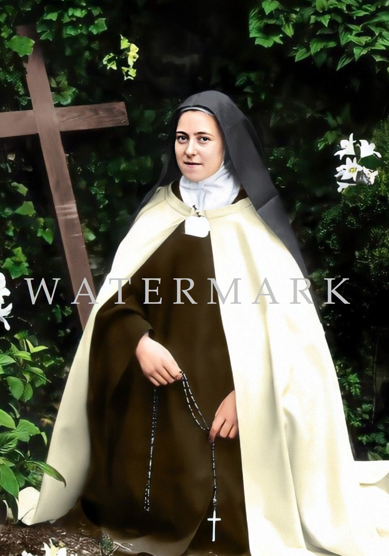 St. Therese of Lisieux the Little Flower DIGITAL DOWNLOAD Custom Colorized Digital Photo Painting