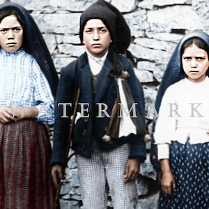 Lucia, Francisco and Jacinta of Fatima  Custom DIGITAL DOWNLOAD Colorized Digital Photo Painting