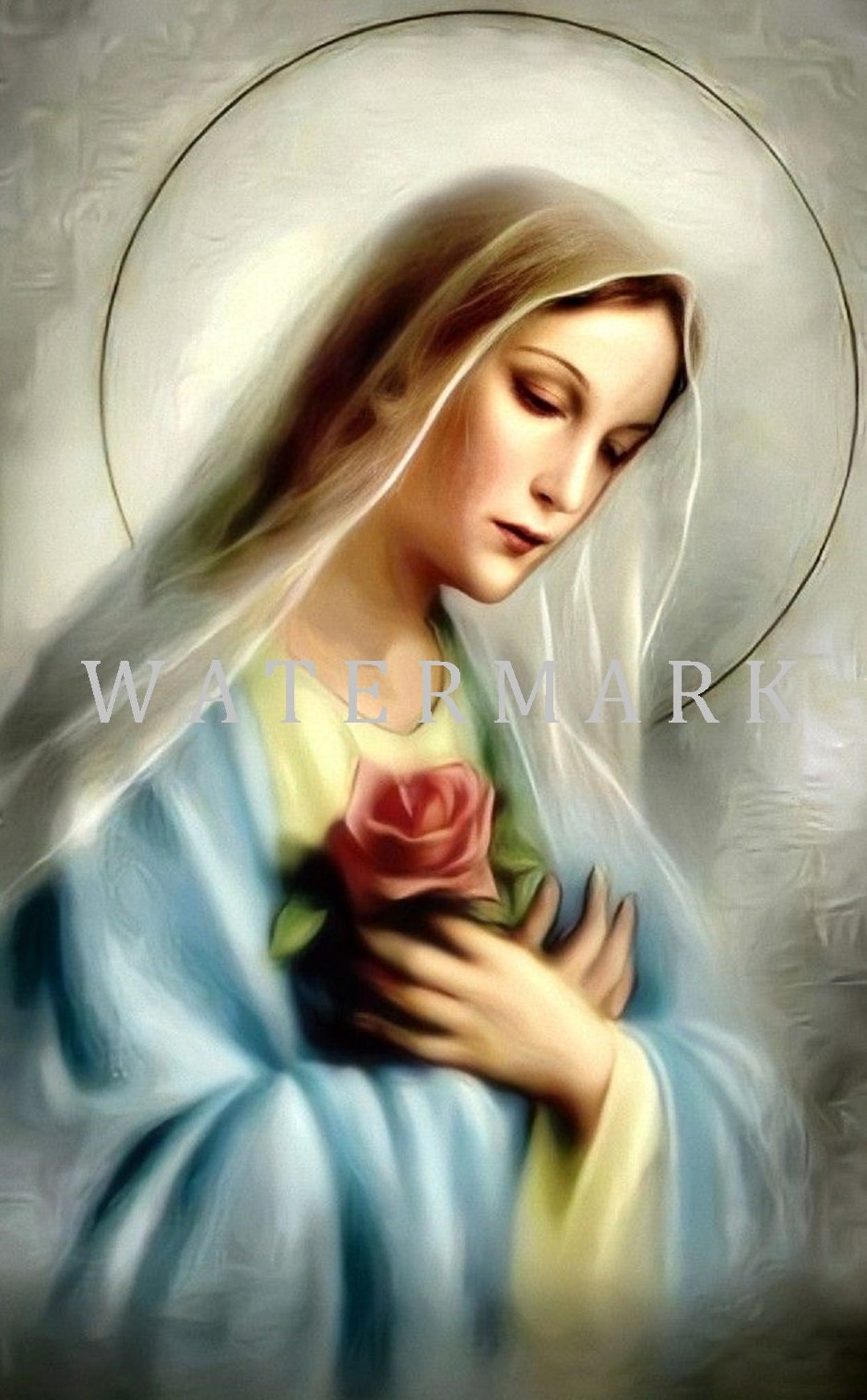Customized DIGITAL DOWNLOAD Digital Oil Painting of the Blessed Virgin ...