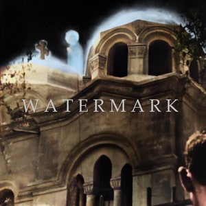 May include: A weathered stone building with arched windows and a cross on top. The building is partially obscured by a dark sky and a tree. The word "WATERMARK" is visible in the center of the image.