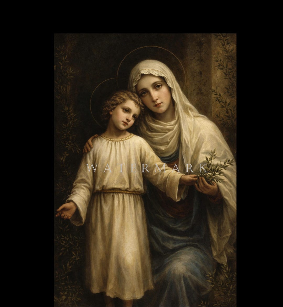The Most Blessed Virgin Mary and Child Jesus Custom Digital Oil ...