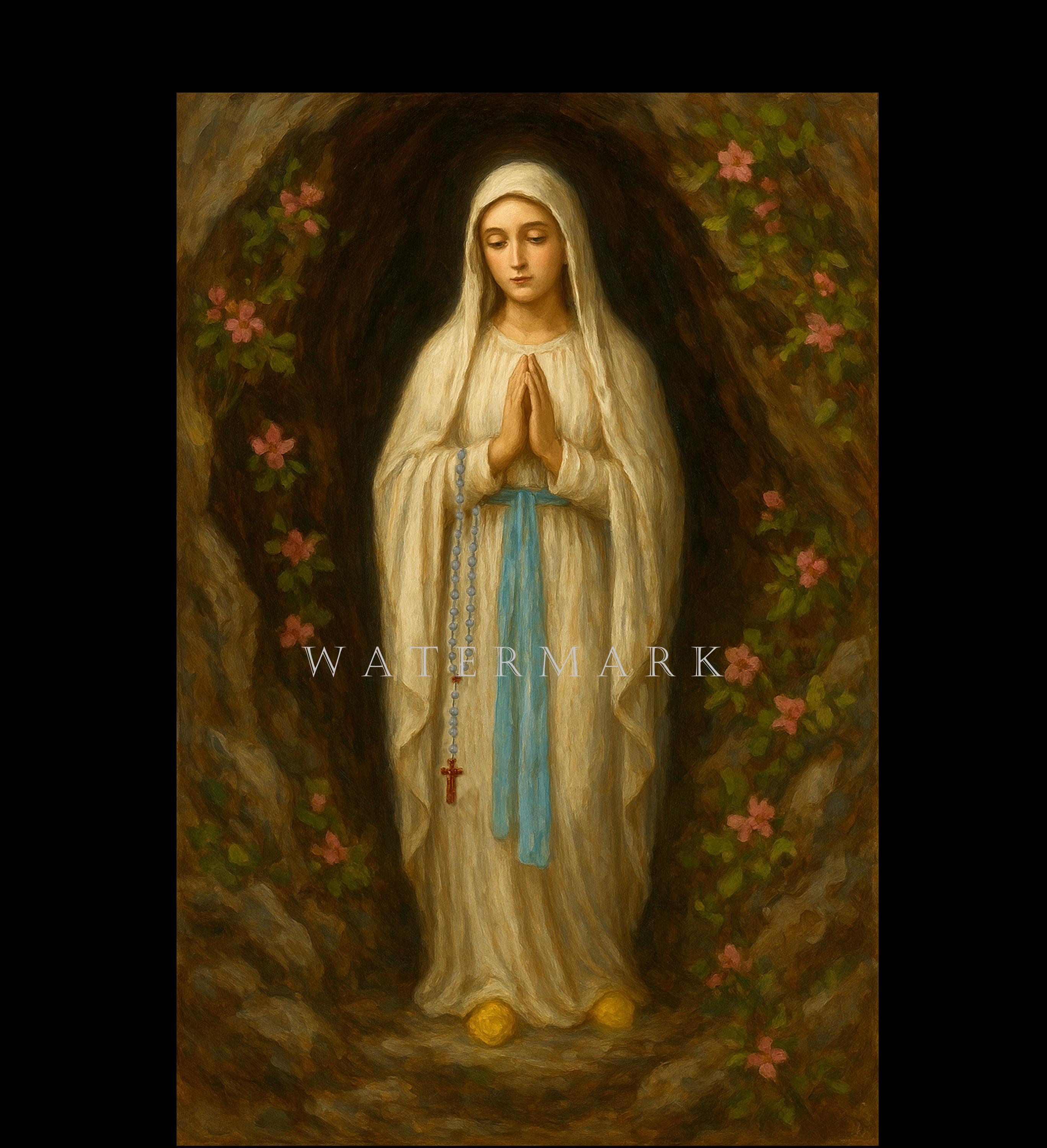 Our Lady of Lourdes - the Most Blessed Virgin Mary Custom Digital Oil ...