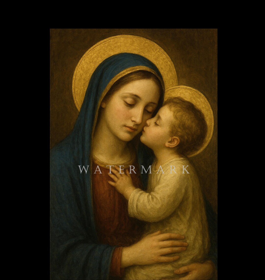 The Most Blessed Virgin Mary and the Child Jesus Custom Digital Oil ...