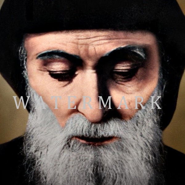 St. Charbel Makhlouf Custom DIGITAL DOWNLOAD Colorized Photo Painting Catholic