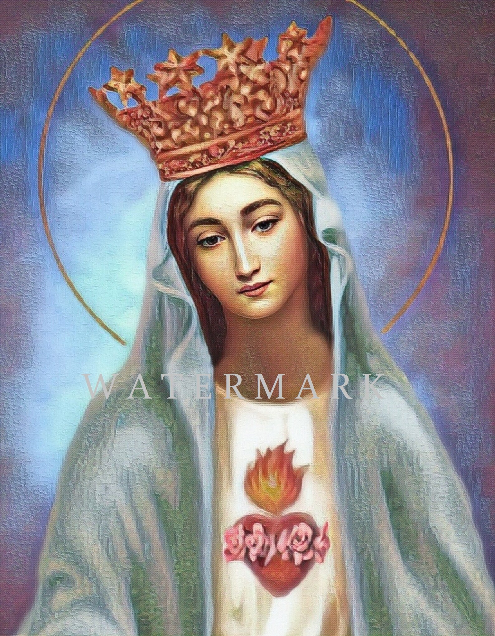 Blessed Virgin Mary Queen of Heaven Custom Digital Oil - Etsy
