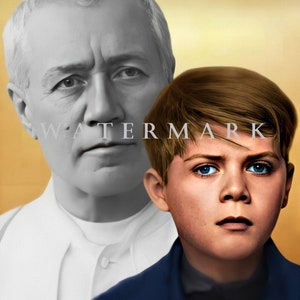 Custom Colorized Digital Photo Painting of Pope St. Pius X  Digital Photo Painting - &quot;From Child to Saint&quot; Series