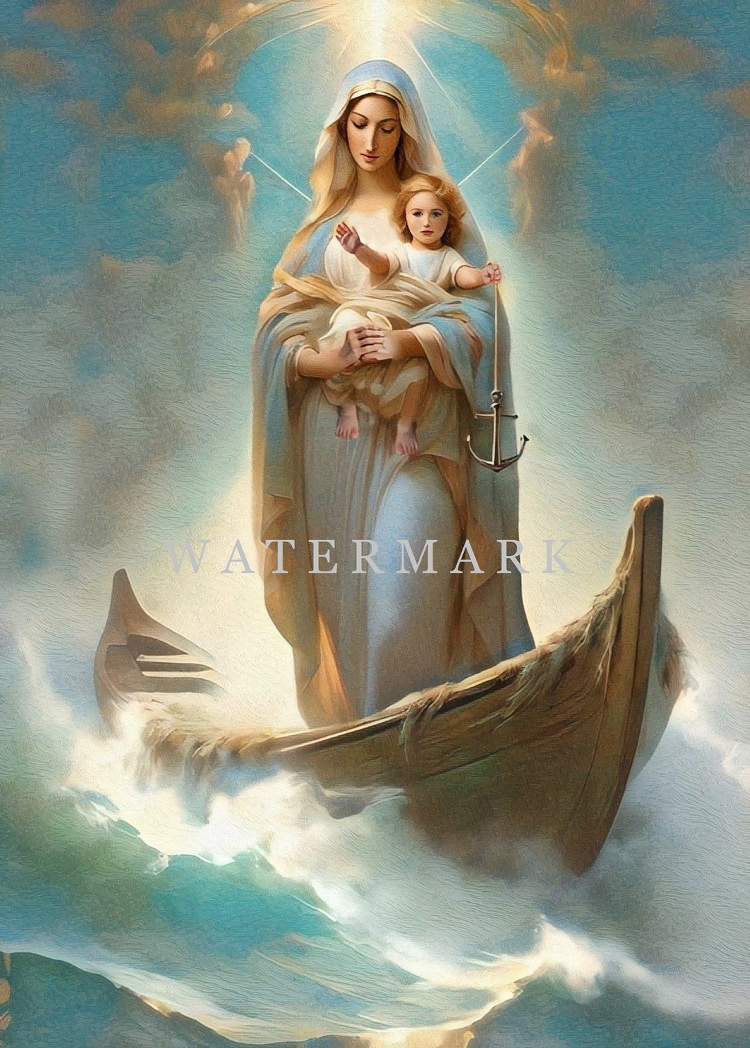 Our Lady of Navigators and Seafarers Custom Digital Oil Painting ...