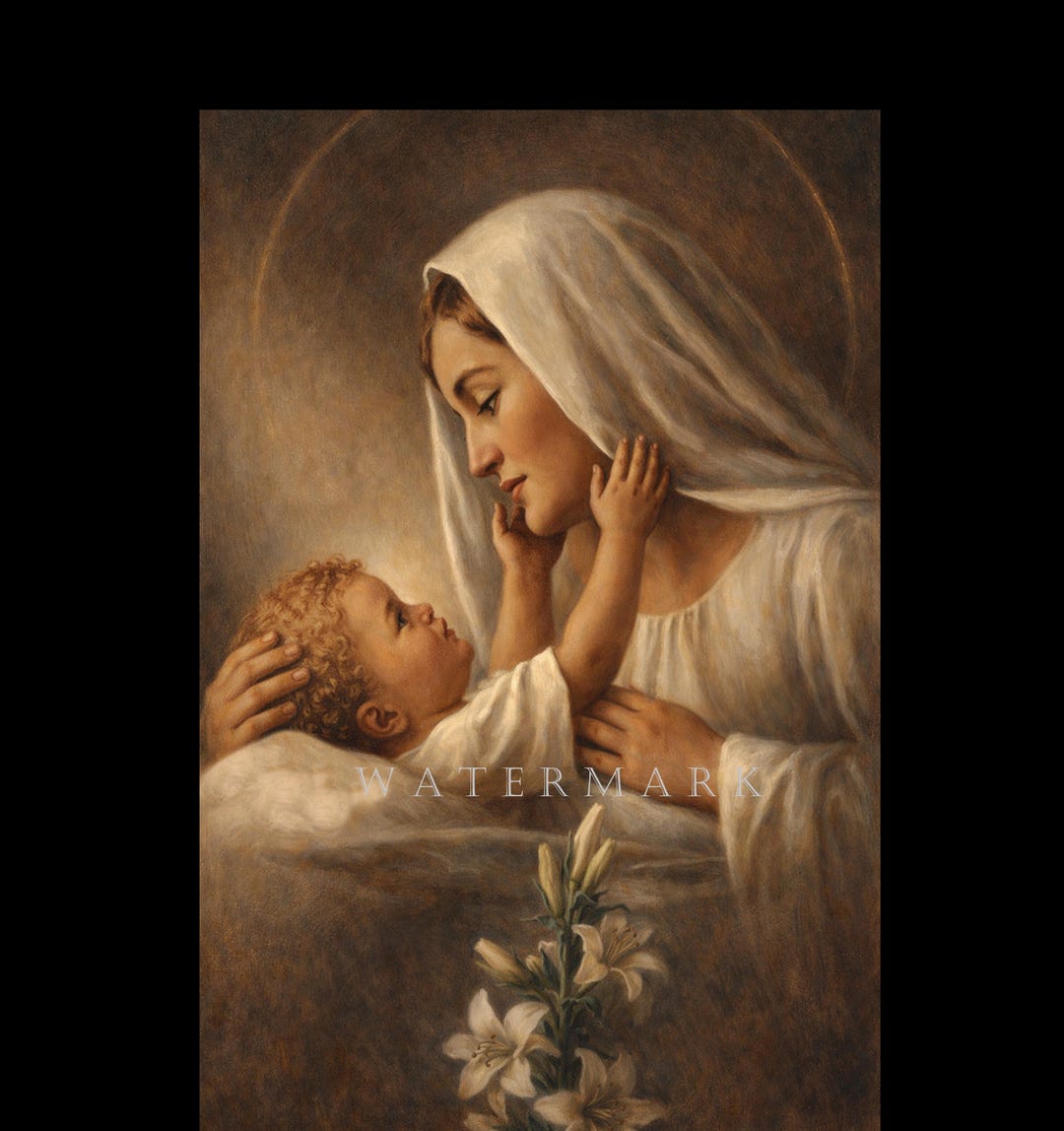 The Most Blessed Virgin Mary and Baby Jesus Custom Digital Oil Painting ...