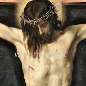 Customized and Restored DIGITAL DOWNLOAD Digital Oil Painting of Our Lord Jesus Crucified