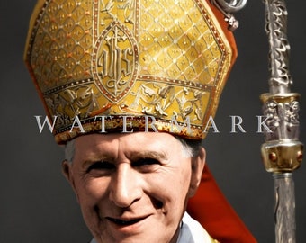 Custom Colorized DIGITAL DOWNLOAD Photo Painting SSPX Catholic Archbishop Marcel Lefebvre