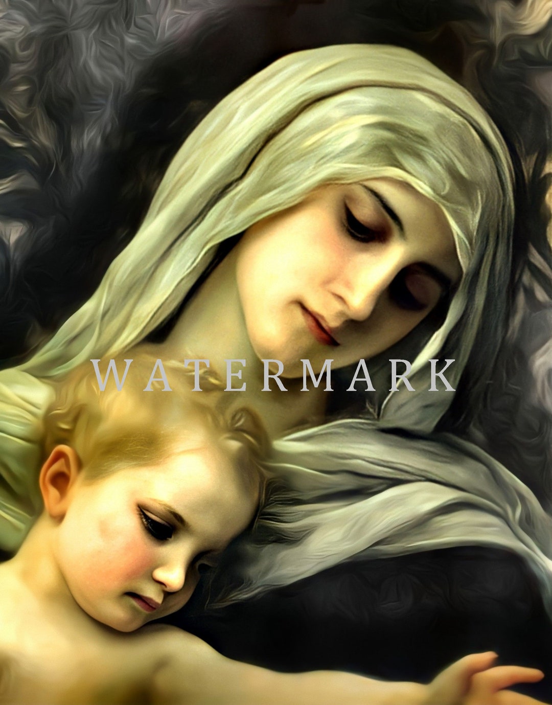 Custom DIGITAL DOWNLOAD Digital Oil Painting of Virgin Mary and Baby ...