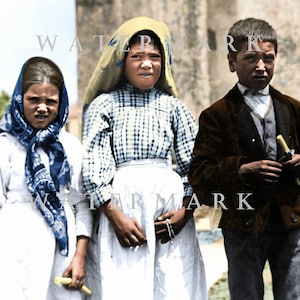 Lucia, Francisco and Jacinta of Fatima  DIGITAL DOWNLOAD Custom Colorized Digital Painting