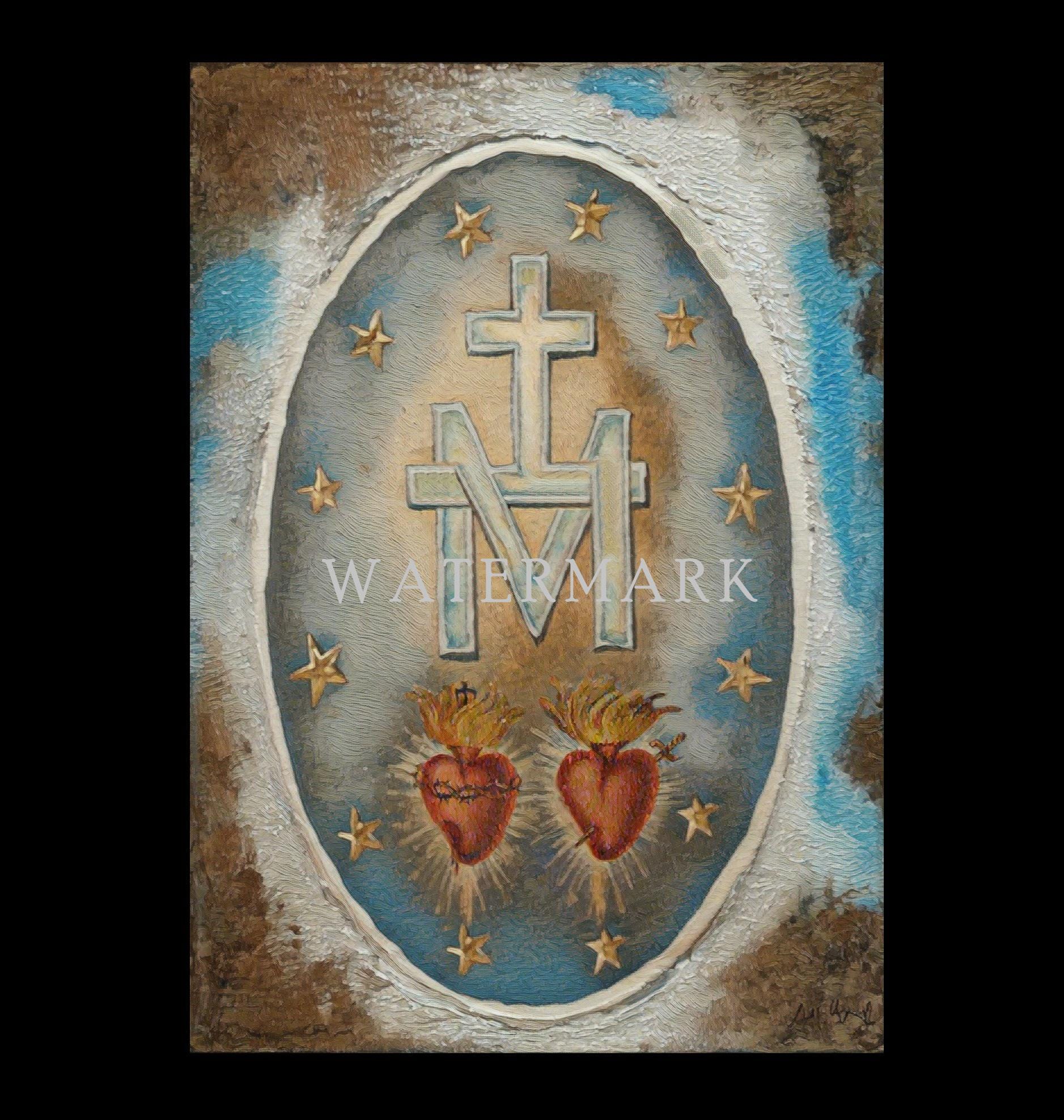 Our Lady of the Miraculous Medal - Reverse Side - Blessed Virgin Mary Custom Digital Oil Painting DIGITAL DOWNLOAD