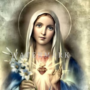 Custom DIGITAL DOWNLOAD Digital Oil Painting of The Immaculate Heart of Mary