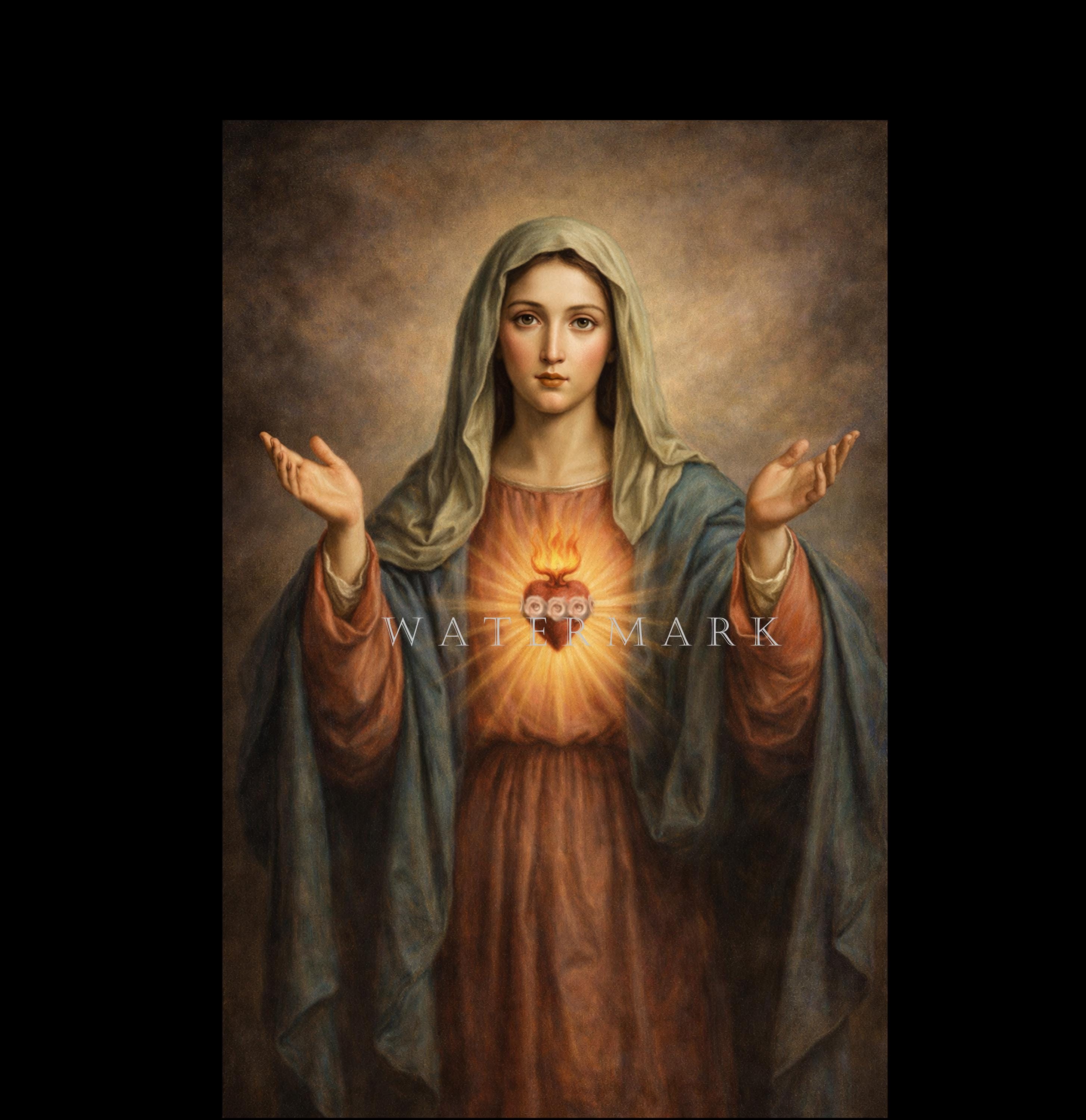 The Immaculate Heart of Mary Custom Digital Oil Painting DIGITAL ...
