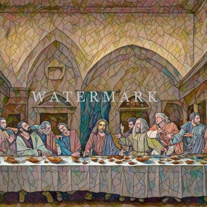 The Last Supper Stained Glass Custom Digital Oil Painting DIGITAL DOWNLOAD