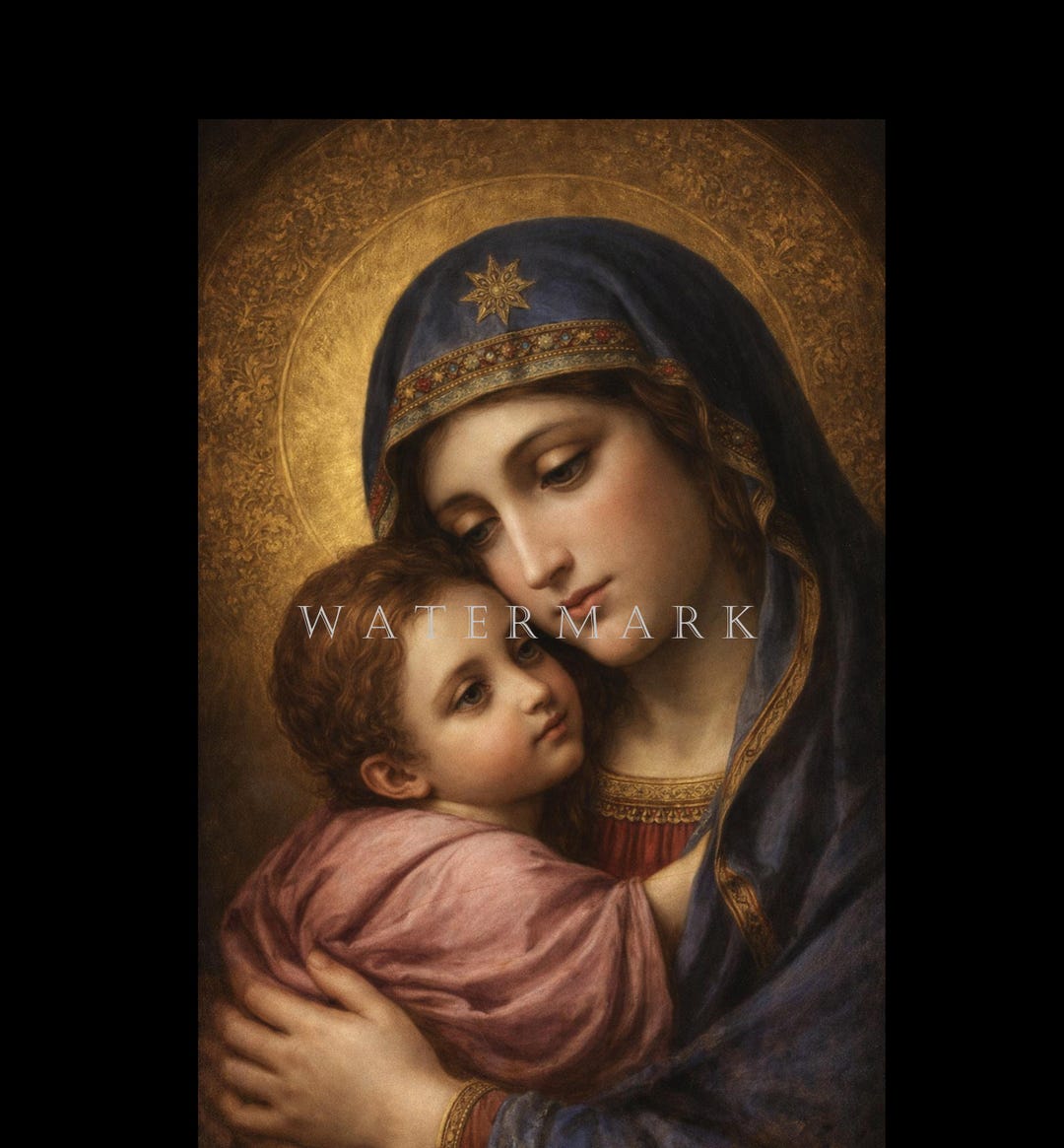 The Most Blessed Virgin Mary and Child Jesus Custom Digital Oil ...