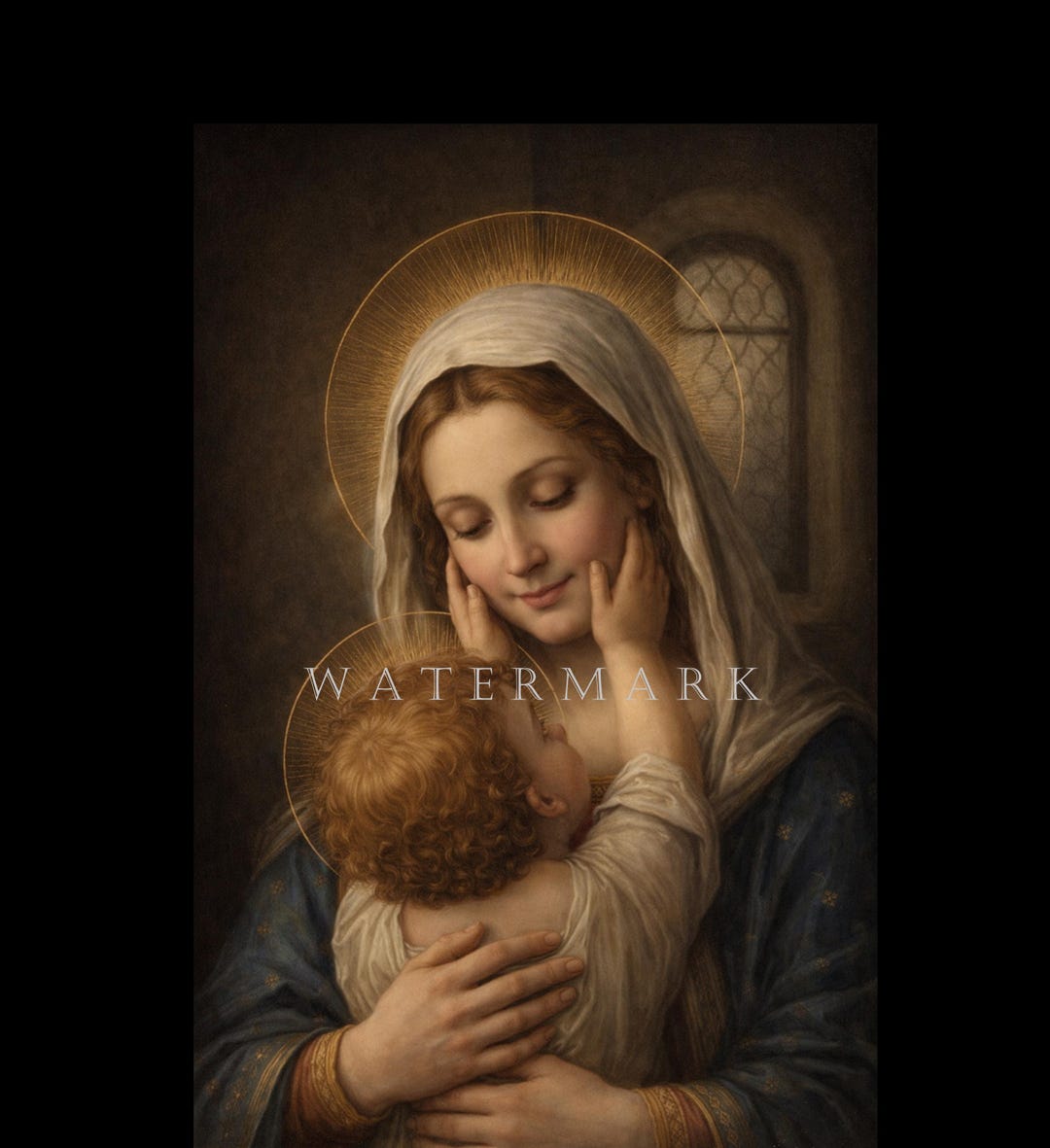 The Most Blessed Virgin Mary and Child Jesus Custom Digital Oil ...