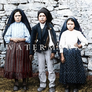 Lucia, Francisco and Jacinta of Fatima  DIGITAL DOWNLOAD Custom Colorized Digital Painting Photo