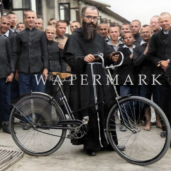 St. Maximilian Kolbe DIGITAL DOWNLOAD Custom Colorized Digital Photo Painting