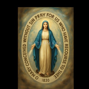 Onze-lieve-vrouw van de wonderbaarlijke medaille - Heilige Maagd Maria aangepast digitaal olieverfschilderij DIGITALE DOWNLOAD