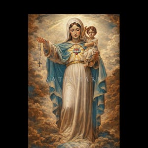 Matka Boska Królowa Najświętszego Różańca, obraz olejny na zamówienie, cyfrowy do pobrania