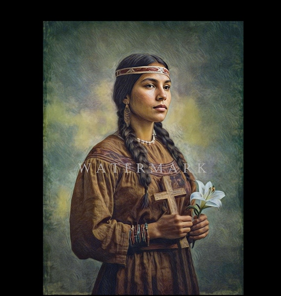 St. Kateri Tekakwitha - Lily of the Mohawks - Custom Digital Oil Painting DIGITAL DOWNLOAD
