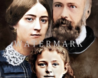 St. Therese of Lisieux the Little Flower with Her Parents St. Louis and St. Zelie Martin DIGITAL DOWNLOAD Custom Digital Photo Painting