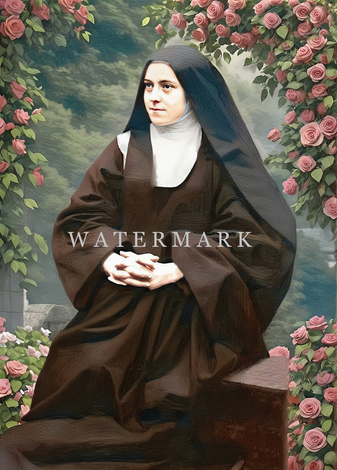 St. Therese of Lisieux the Little Flower Custom Digital Oil Painting ...