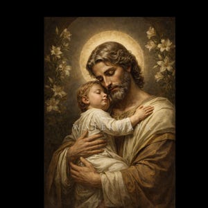 San José y el Niño Jesús Pintura al óleo digital personalizada DESCARGA DIGITAL